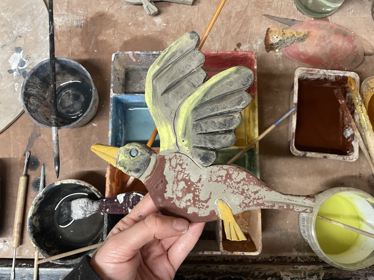 Bisque decoration at Ben Fosker Ceramics