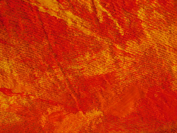 A digitally manipulated image of a painting which consists of layered photographs of colourful abstract paintings edited with photoshop techniques