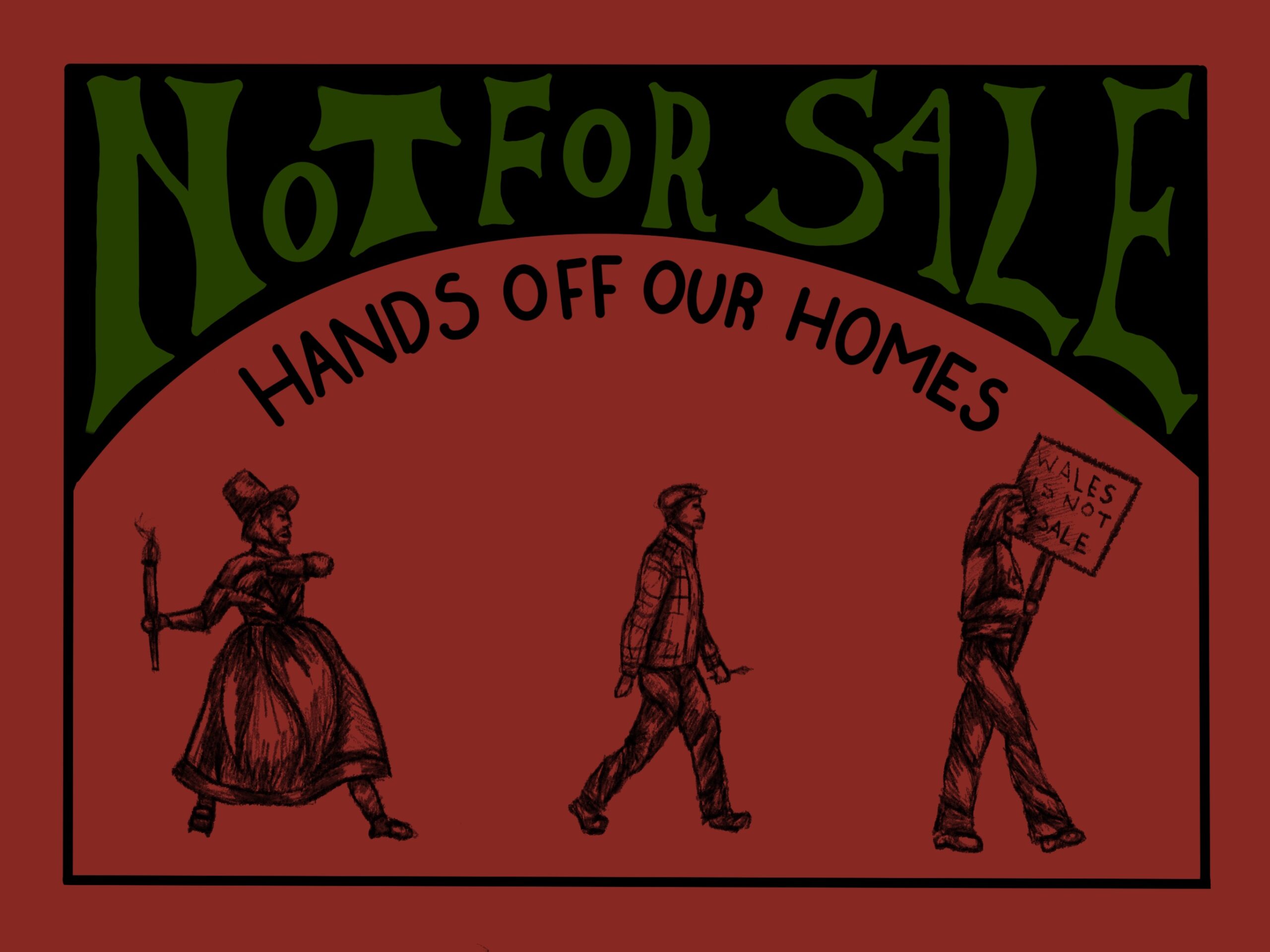 Zine reading 'Not For Sale', 'Hands off Our Homes'.