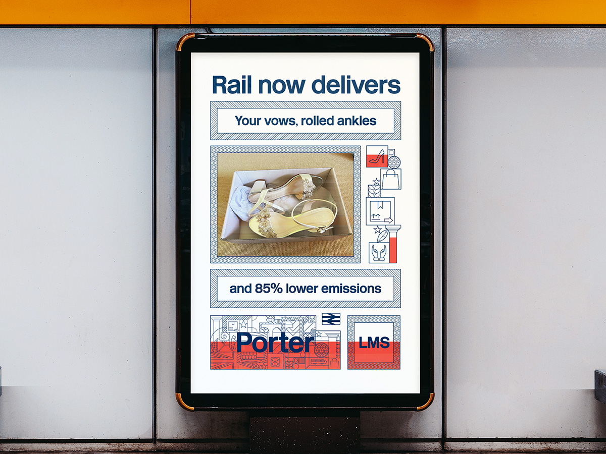 Rail now delivers poster advertisement on billboard in train station.