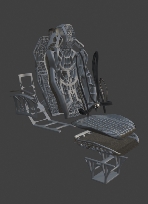Exploded view of seat