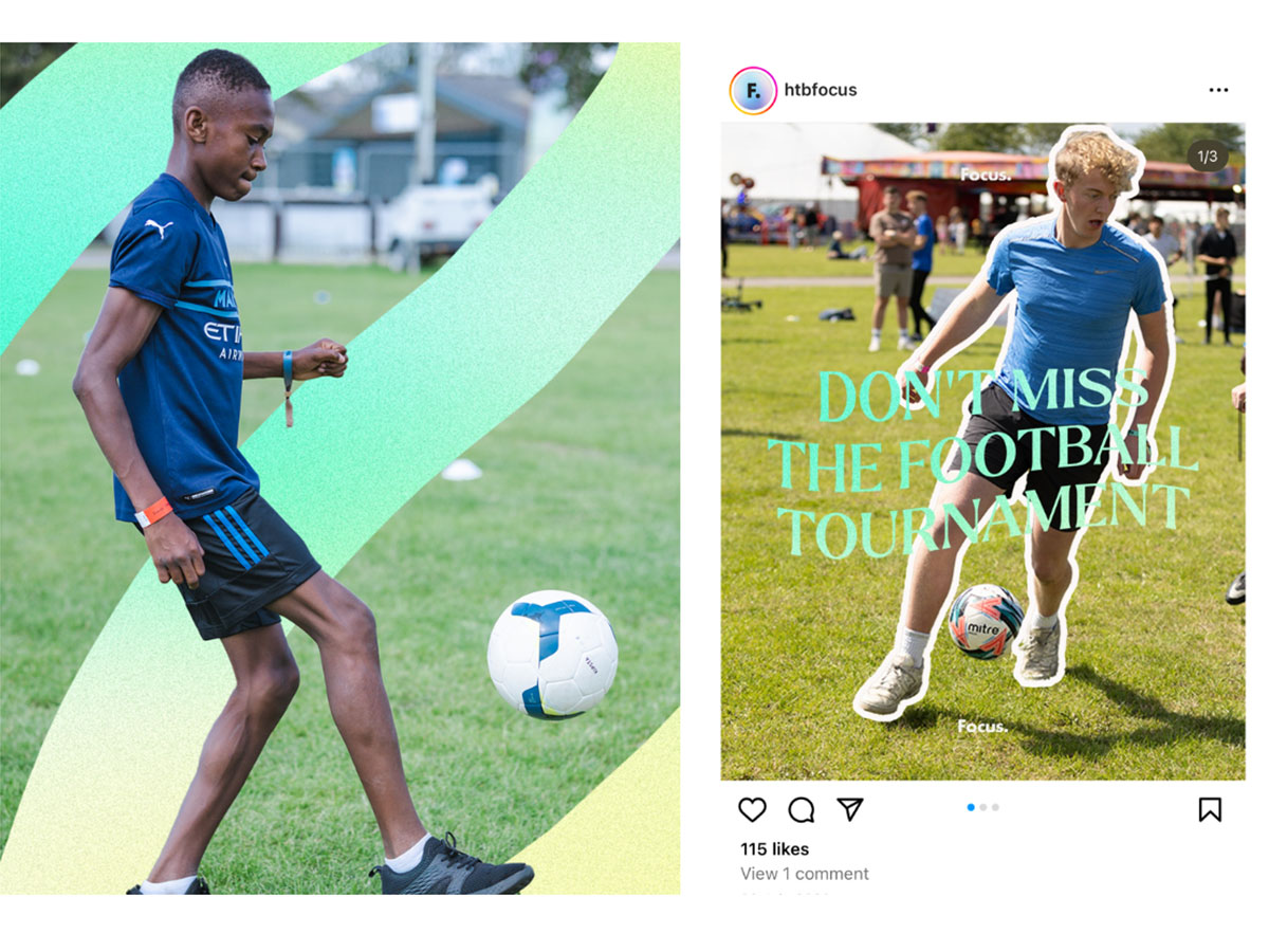 graphics advertising a football tournament