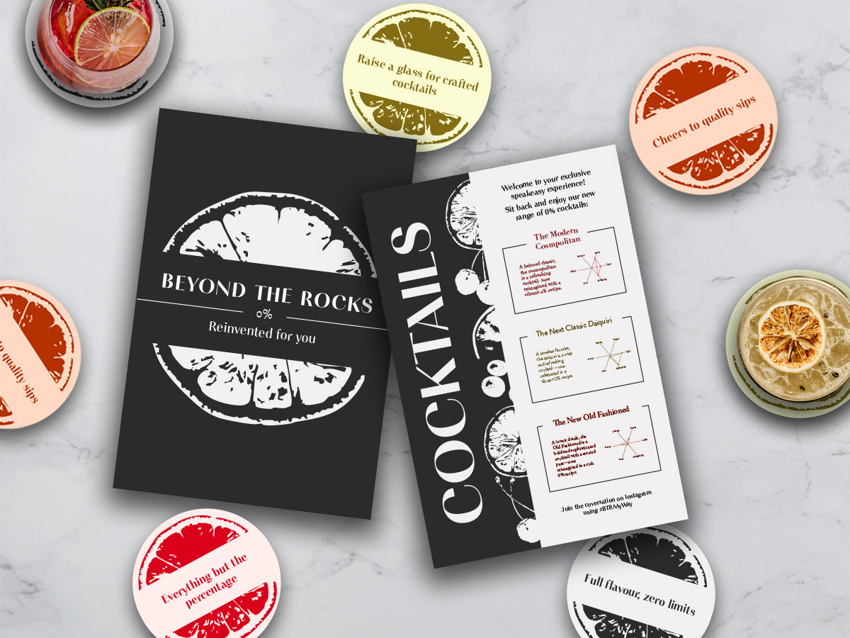 menu and coasters