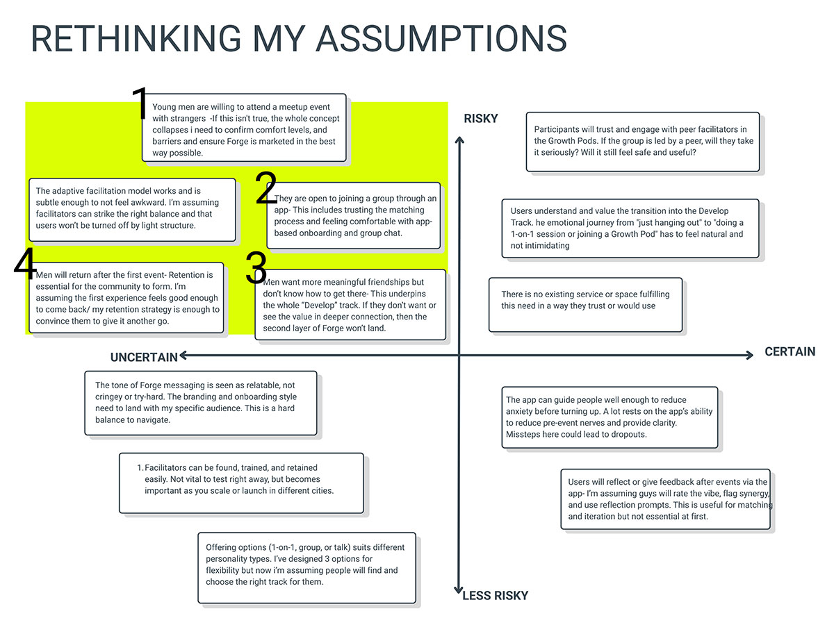 image of a screenshot of an assumption map from my logbook