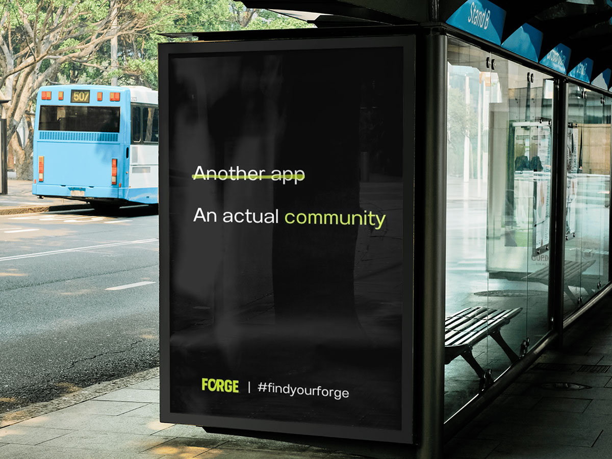 bus stop advertisement for forge